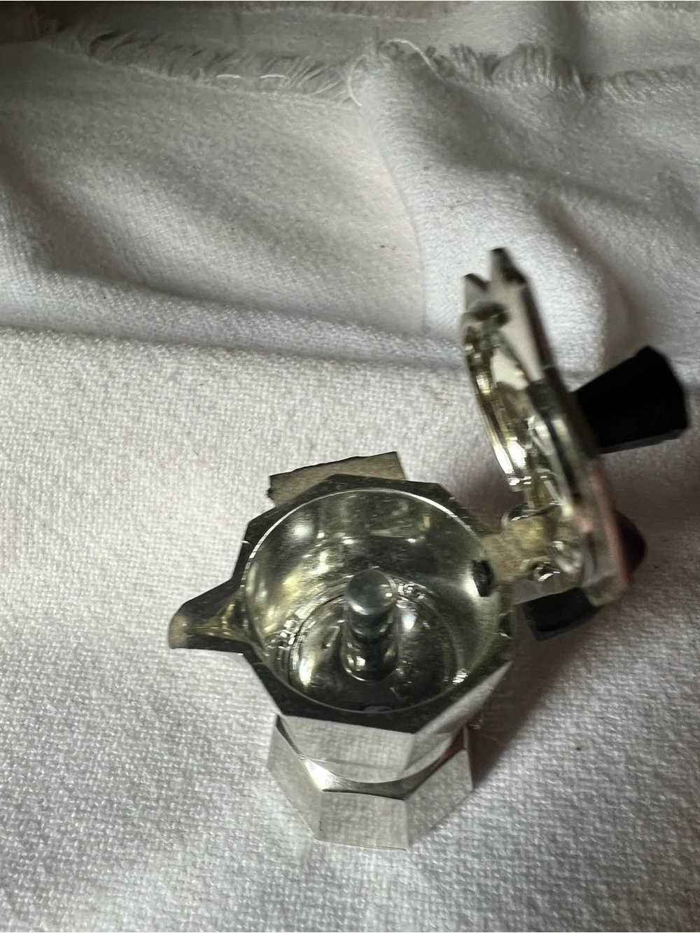 Vintage Mini Coffee Pot Percolator Magnet Silver-tone and Black Lid Lifts